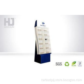 Glossy Recyable Corrugated Cardboard Display Stand With 6 P